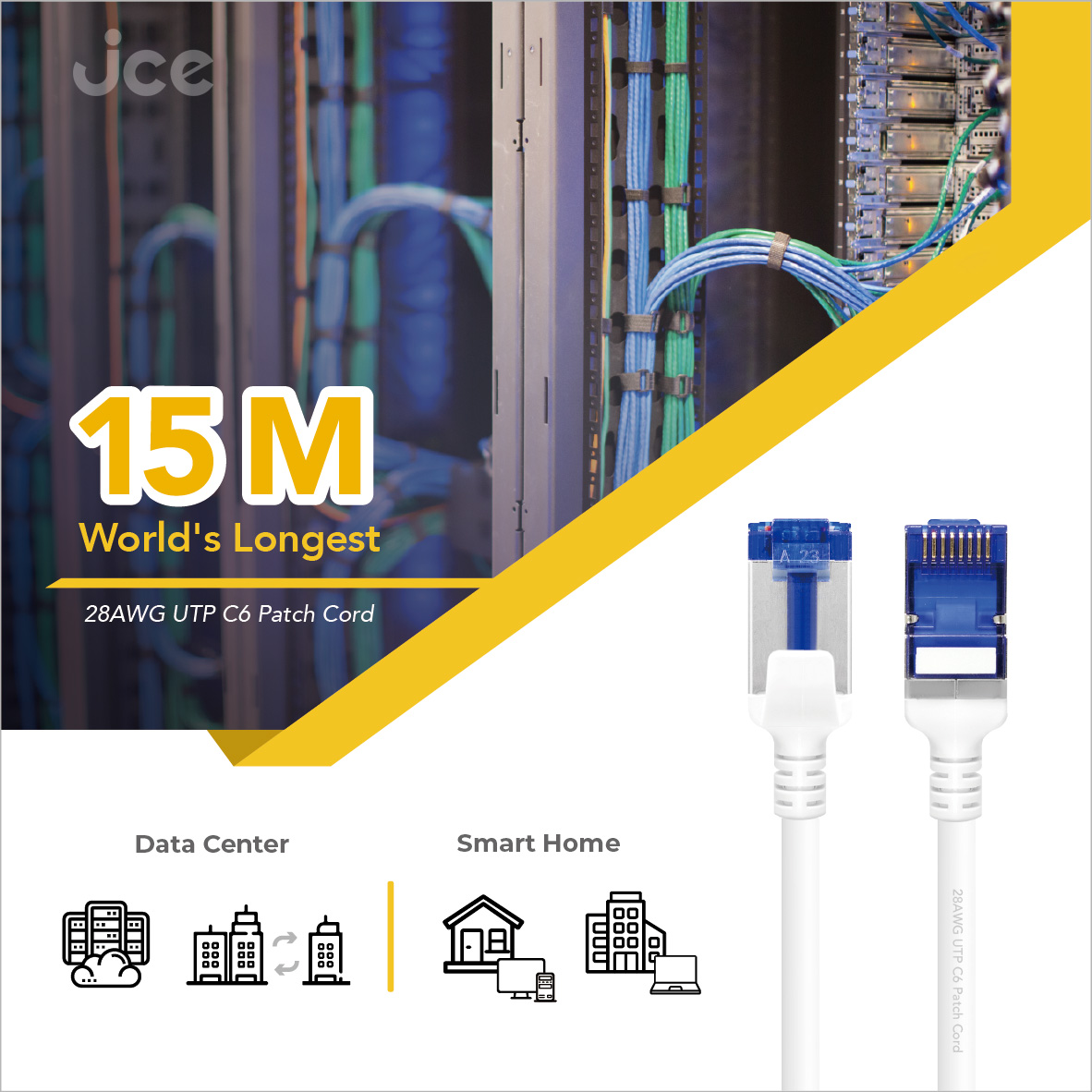 World’s Longest 28AWG U/UTP C6 Patch cord Johnson Components and